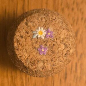 Brand New Hand Crafted Magnet Created from Champagne Cork Featuring Flowers